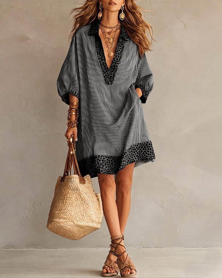 Vestido Camisero Leopardo Manga Abullonada
