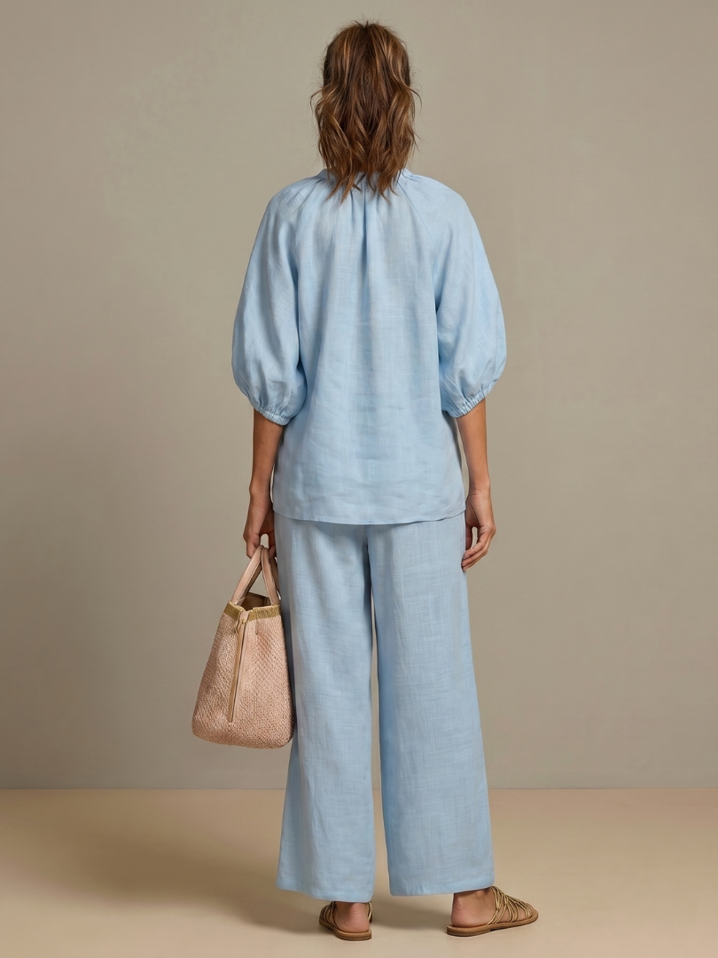 Natalia™ | Conjunto blusa cremallera y pantalón ancho