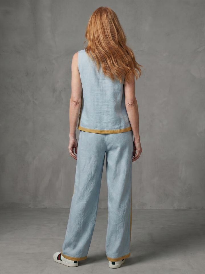 Inara™ | Conjunto de top sin mangas y pantalón de pernera ancha con detalle en contraste