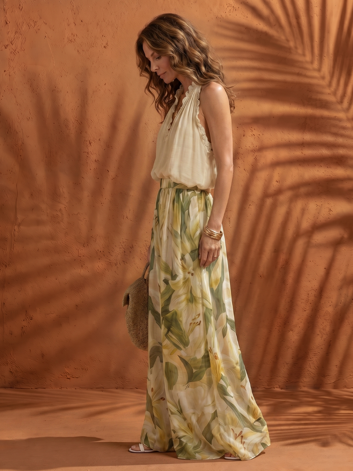 Solange™ | Conjunto halter y pantalón floral