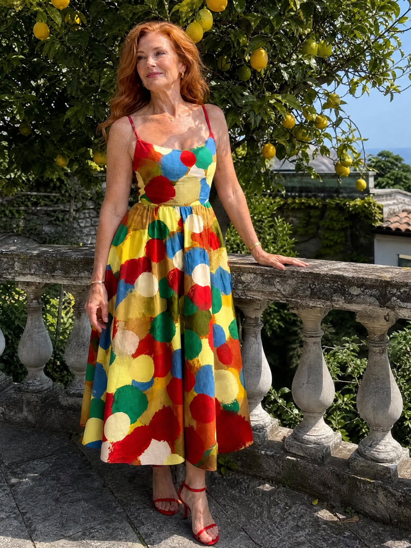 Xandria | Vestido Midi con Estampado de Lunares