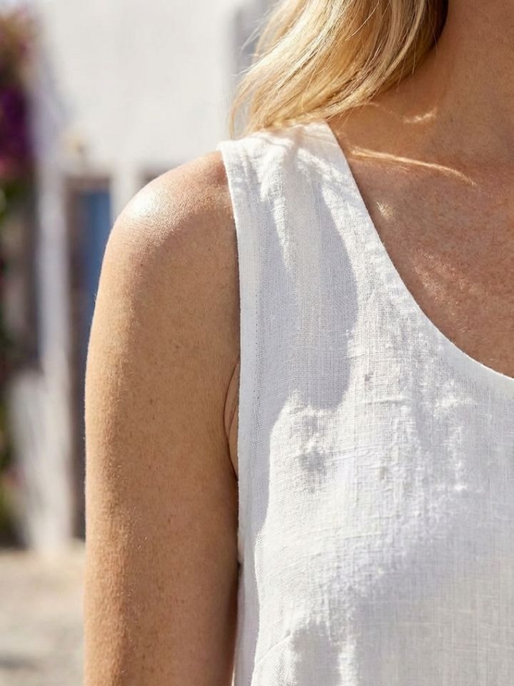 Isabel | sin mangas cuello redondo de corte relajado vestido midi