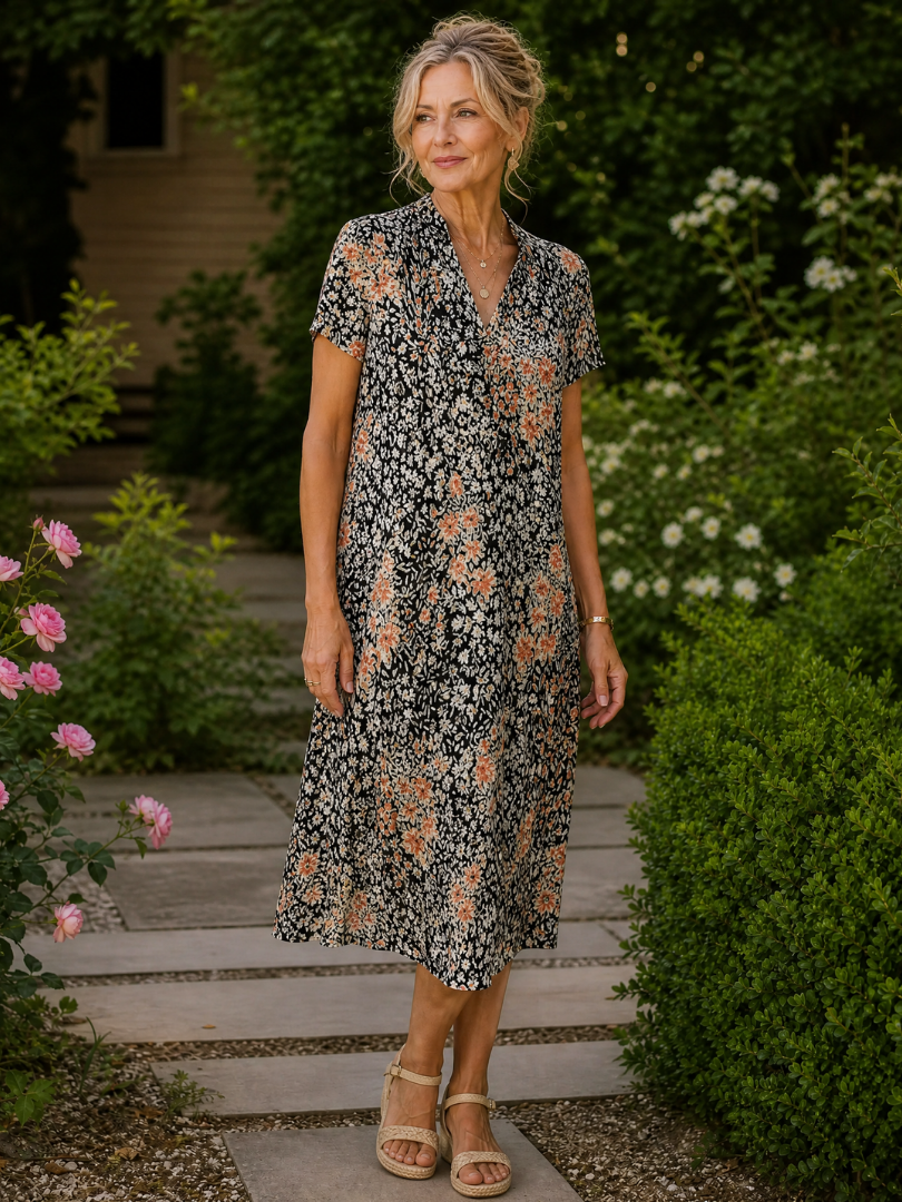 Clara | Midi Floral Manga Corta