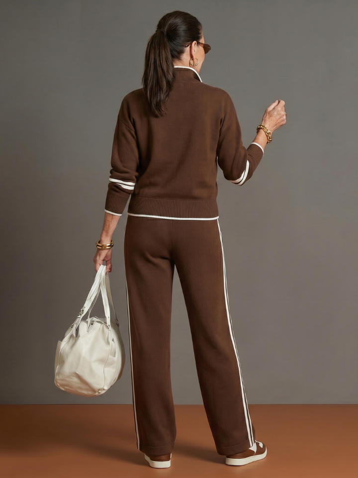 Rain™ | Conjunto cremallera cuello y pantalón ancho