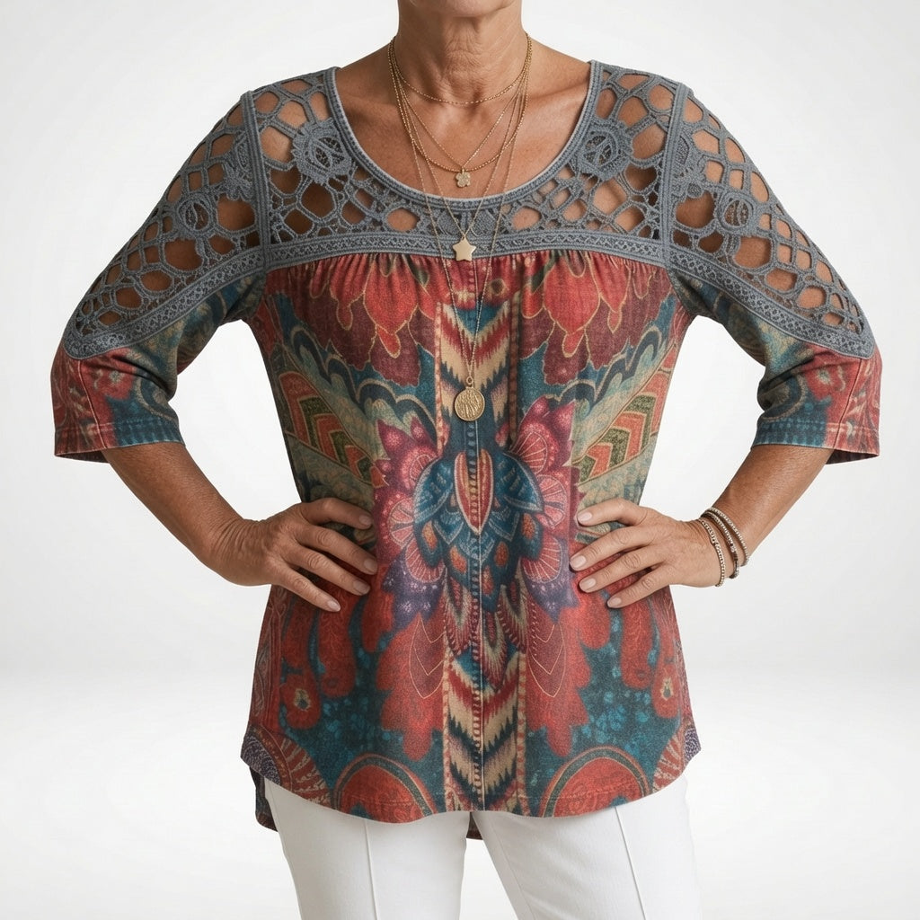 Sofía™ Blusa estampada étnica bohemia feminidad natural