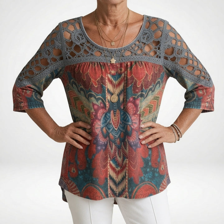 Sofía™ Blusa estampada étnica bohemia feminidad natural
