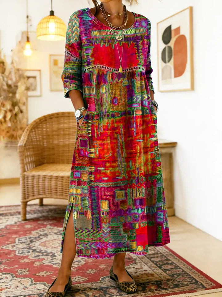 Manuela™ | Vestido Denim con Estampado Patchwork