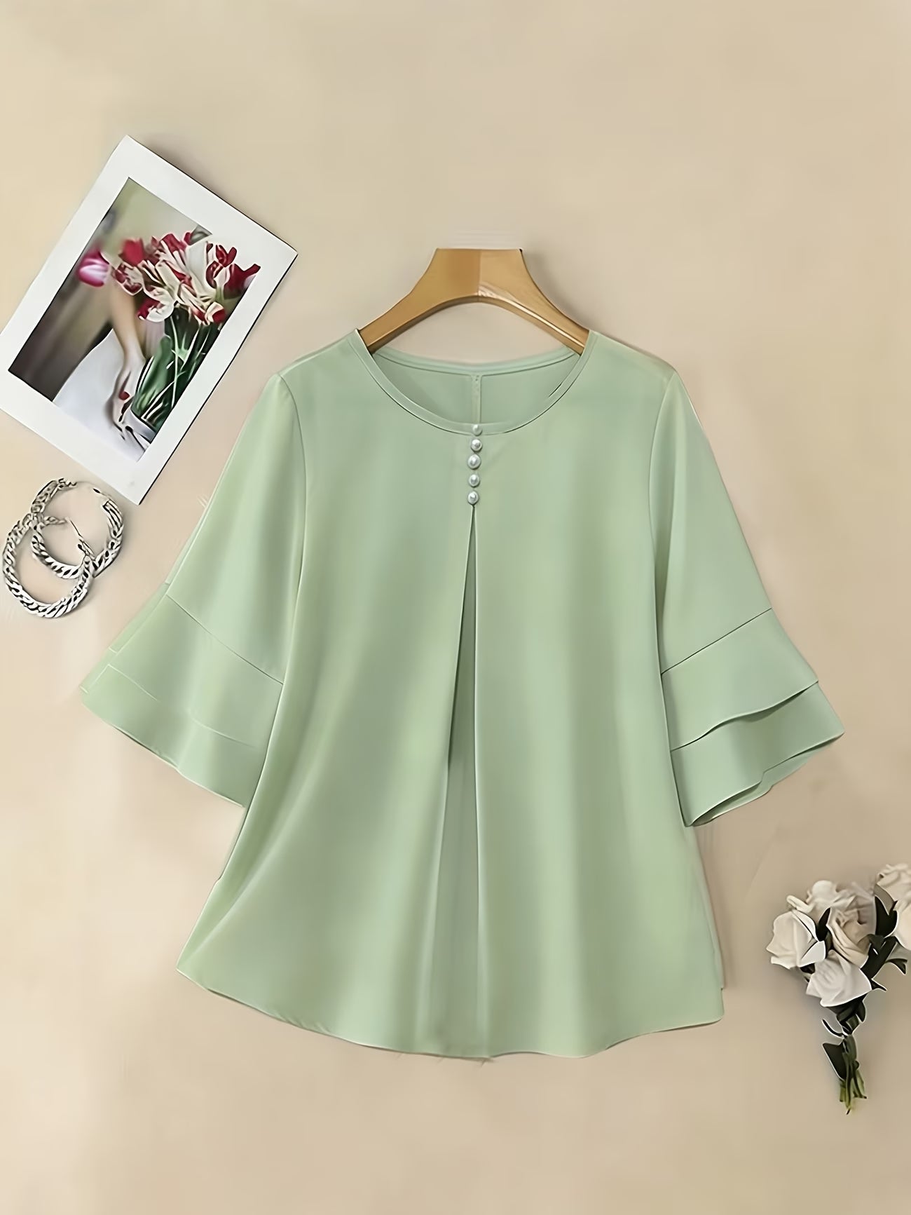 Clara™ | Blusa Fluida de Manga Volante