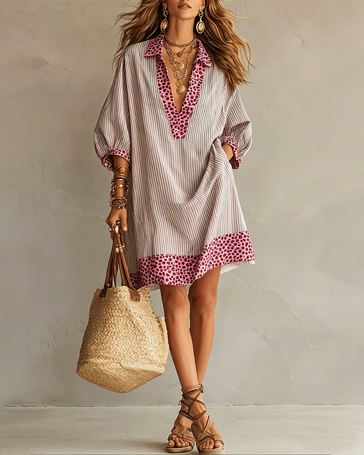 Vestido Camisero Leopardo Manga Abullonada
