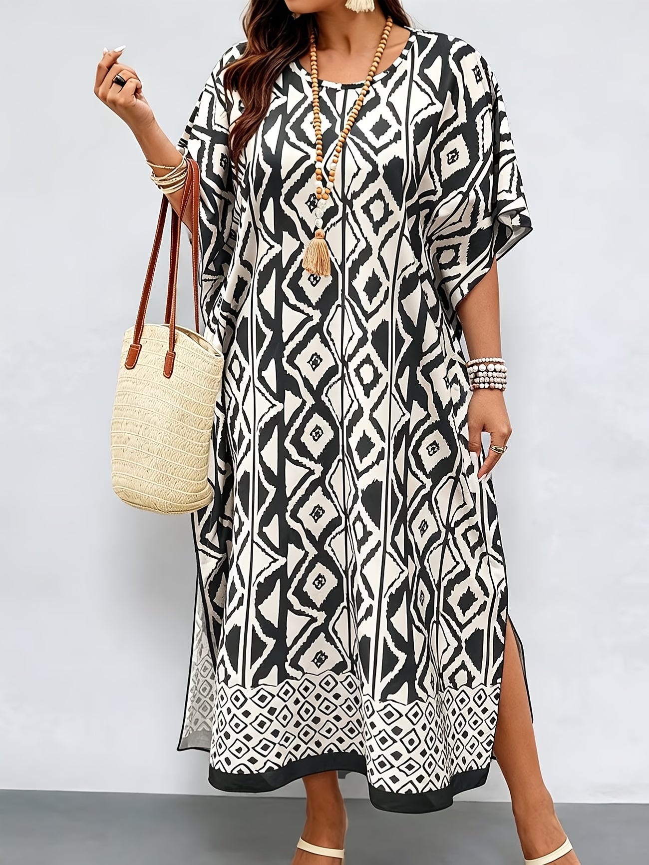 Valeria™ | Vestido Midi Holgado con Estampado Geométrico