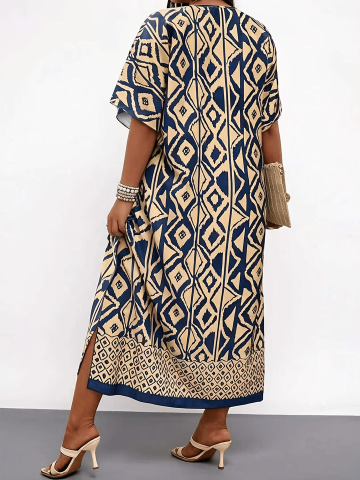 Valeria™ | Vestido Midi Holgado con Estampado Geométrico
