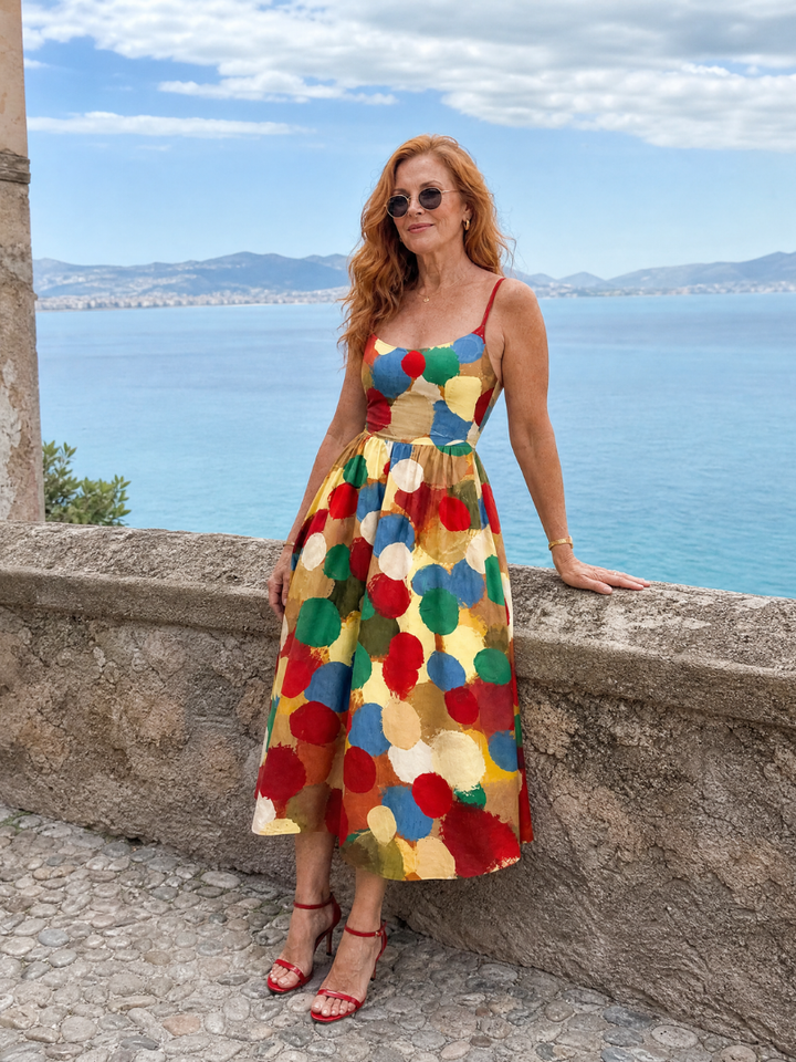 Xandria | Vestido Midi con Estampado de Lunares