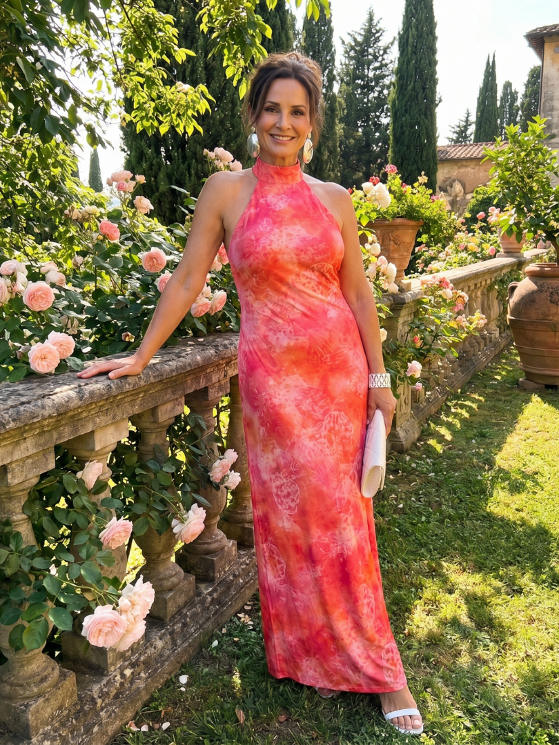 Coraline | Vestido Maxi con Escote Halter y Patrón Impreso