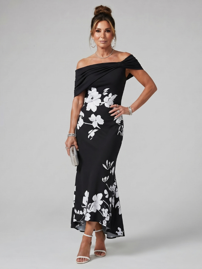 Cosma™ | Vestido Midi con Escote Asimétrico