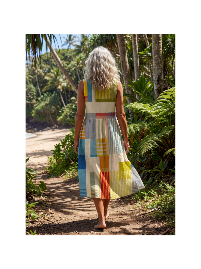 Esme - Vestido Midi Colorido Casual