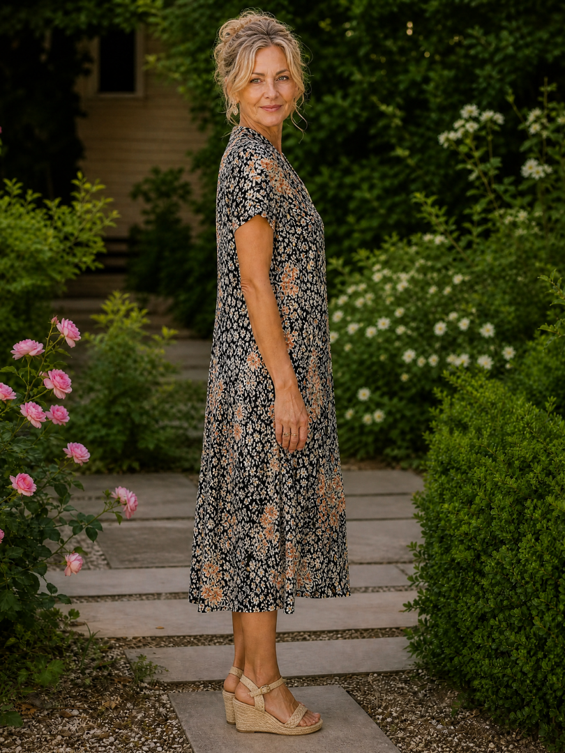 Clara | Midi Floral Manga Corta