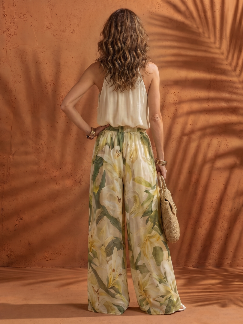 Solange™ | Conjunto halter y pantalón floral