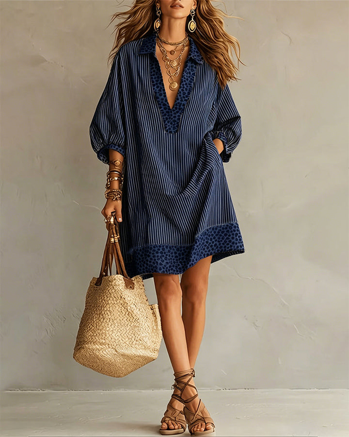 Vestido Camisero Leopardo Manga Abullonada