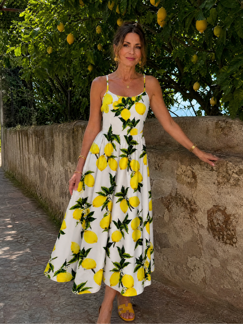 Limonelle | Vestido midi sin mangas con estampado de limones