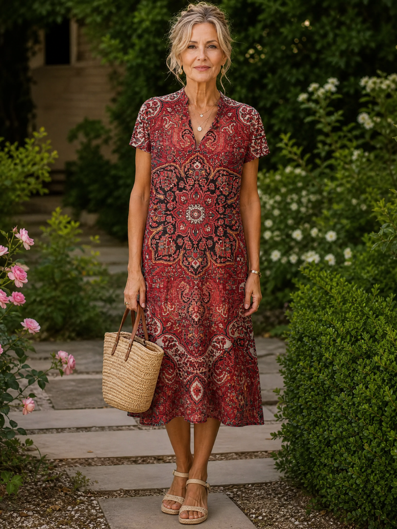 Clara | Midi Floral Manga Corta