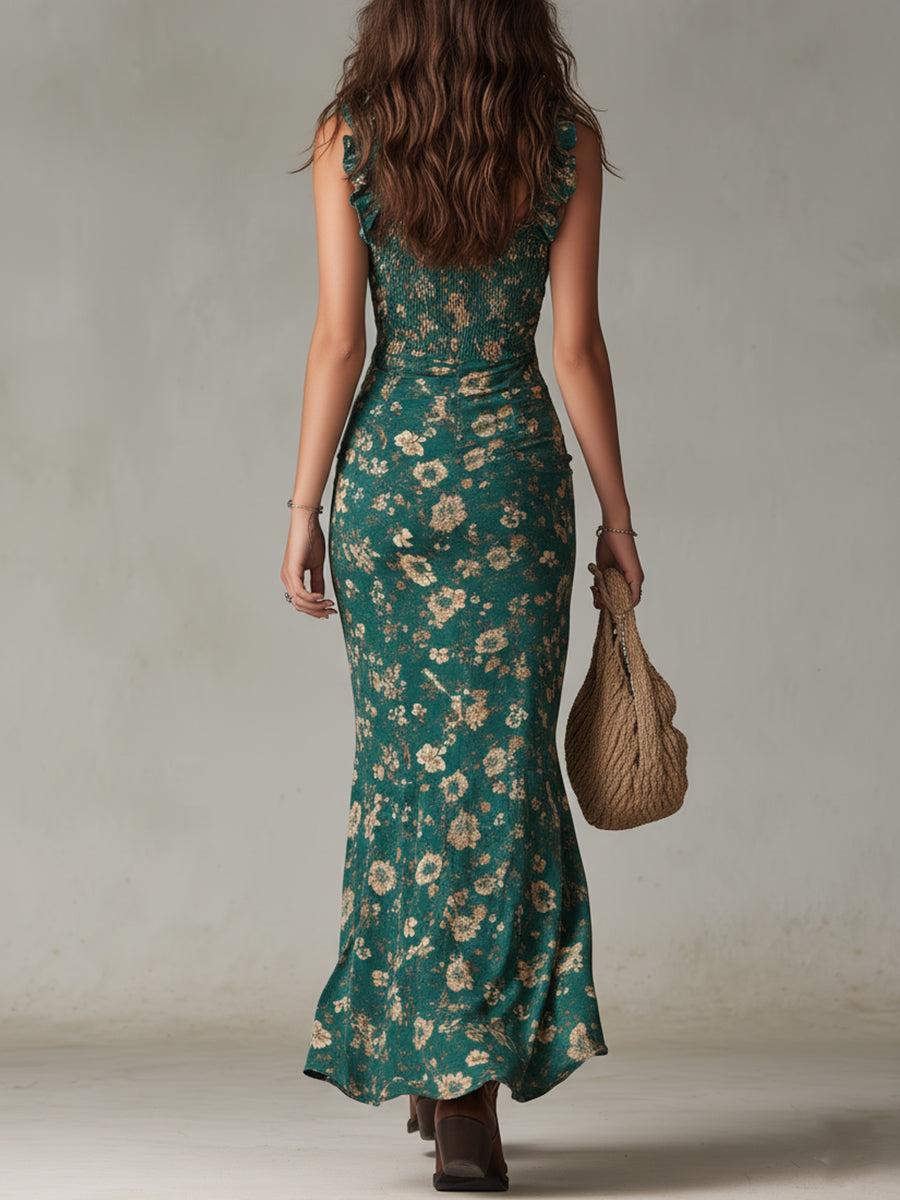 Calista™ – Vestido Maxi Boho con Volantes y Abertura