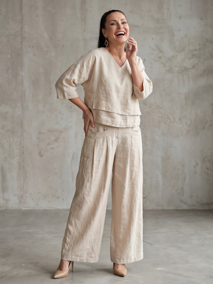 River™ | Conjunto top de capas y pantalón ancho