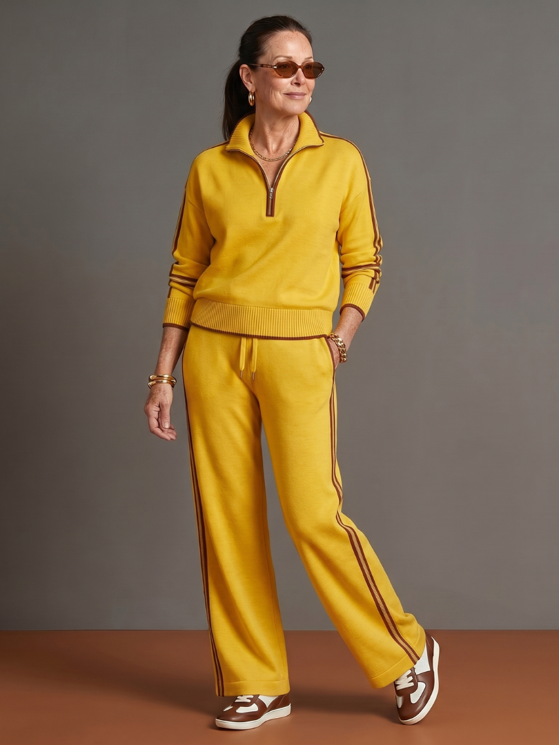 Rain™ | Conjunto cremallera cuello y pantalón ancho