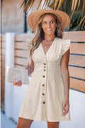Vestido Mini Azul a Rayas con Escote en V