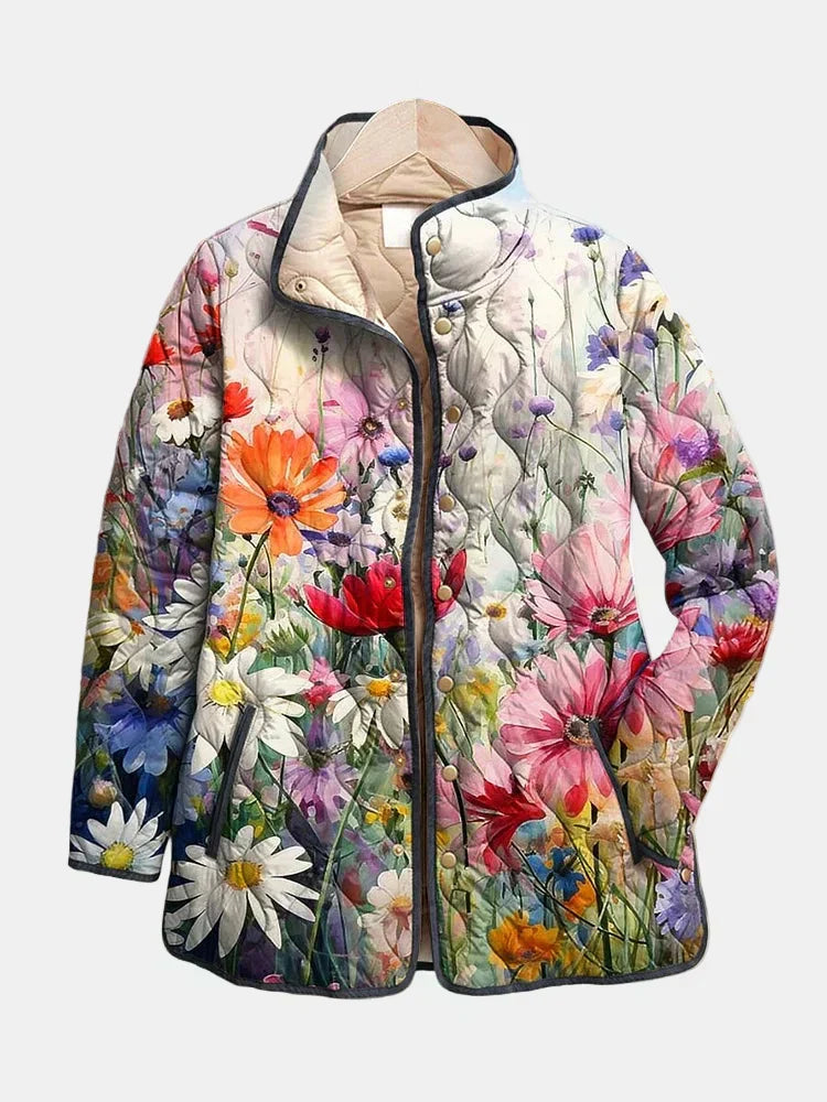 Kaia | Charming Vintage Floral Print Quilted Jacket