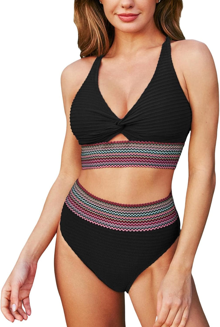 Conjunto de Bikini Texturizado y de Cintura Alta