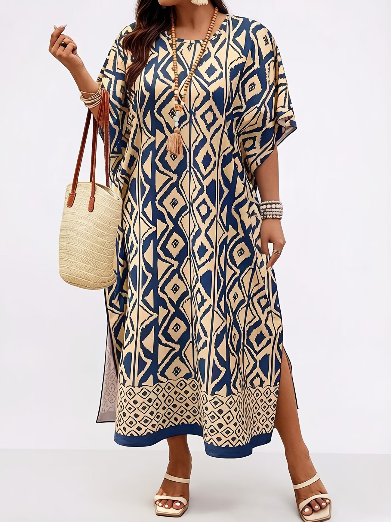 Valeria™ | Vestido Midi Holgado con Estampado Geométrico
