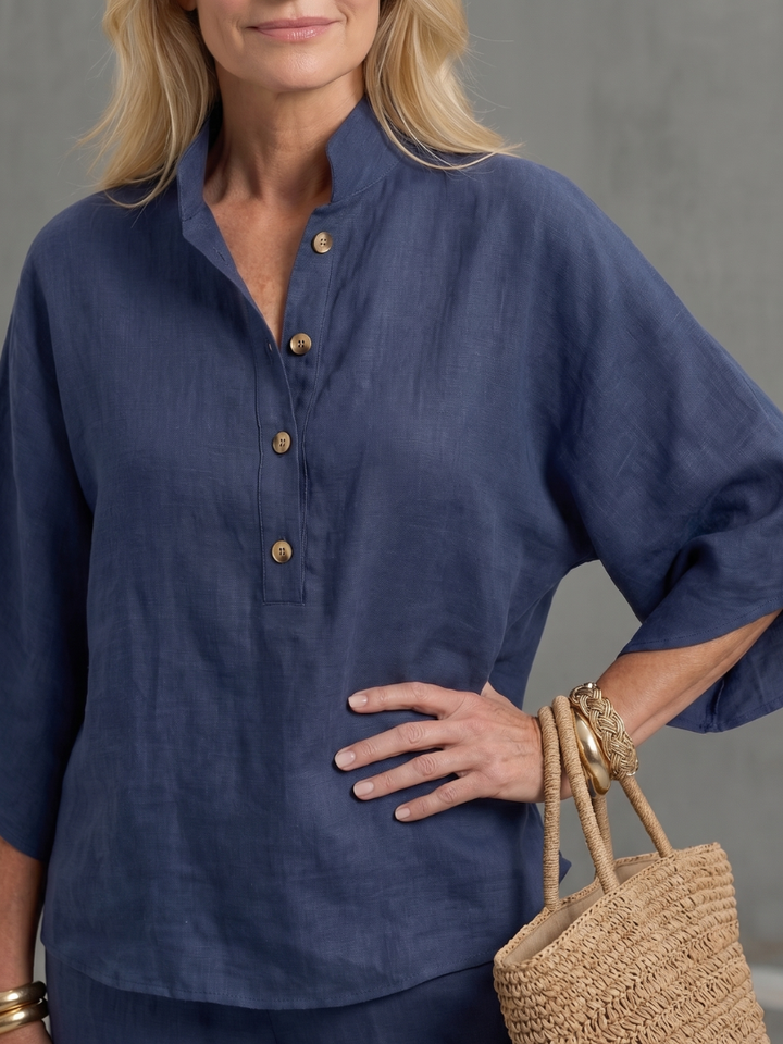 Amity™ | Conjunto túnica botones y pantalón recto