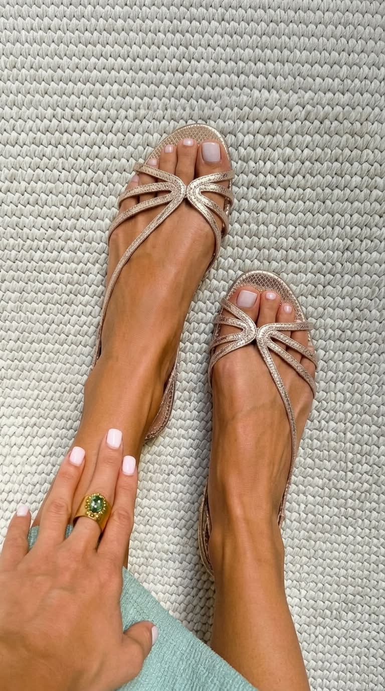 Sandalias efecto serpiente metalizadas con cintas