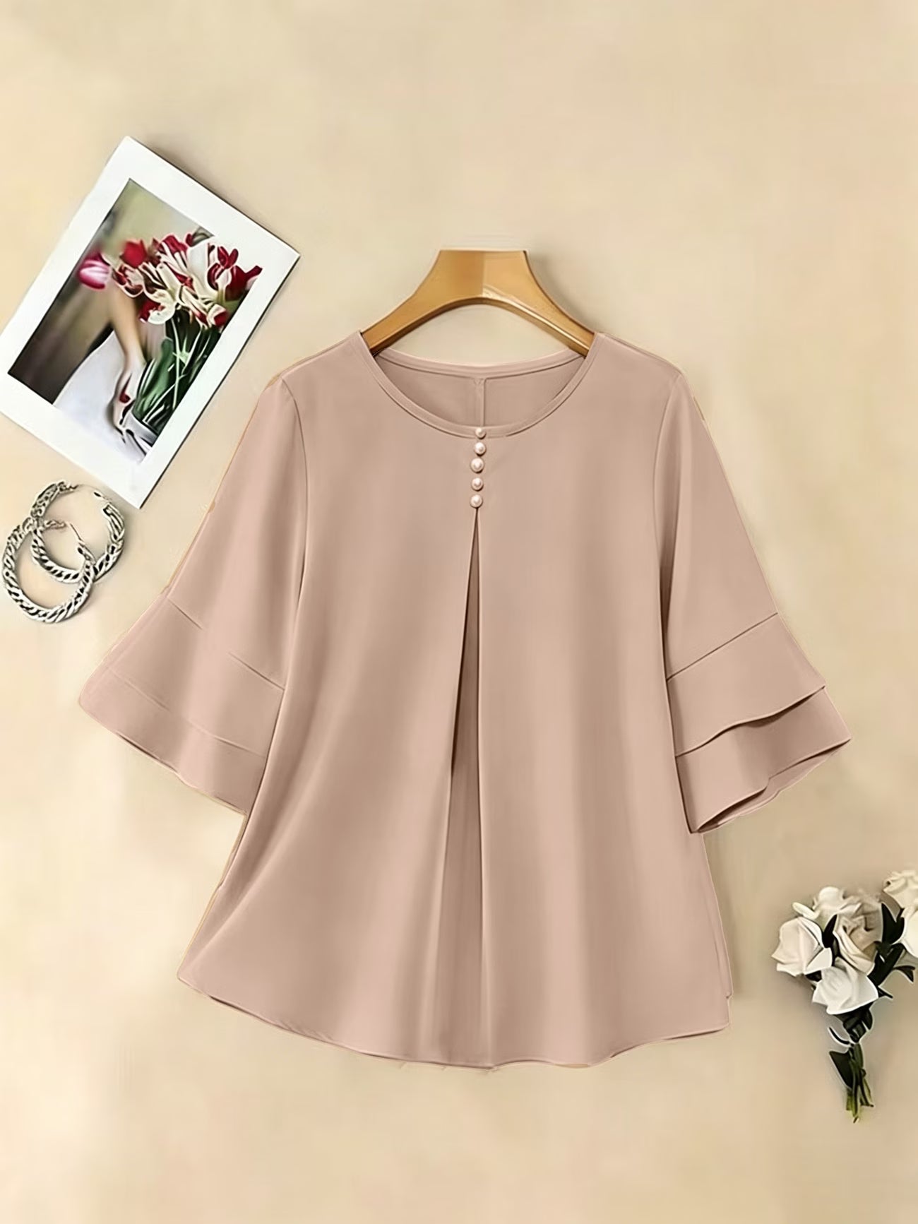 Clara™ | Blusa Fluida de Manga Volante