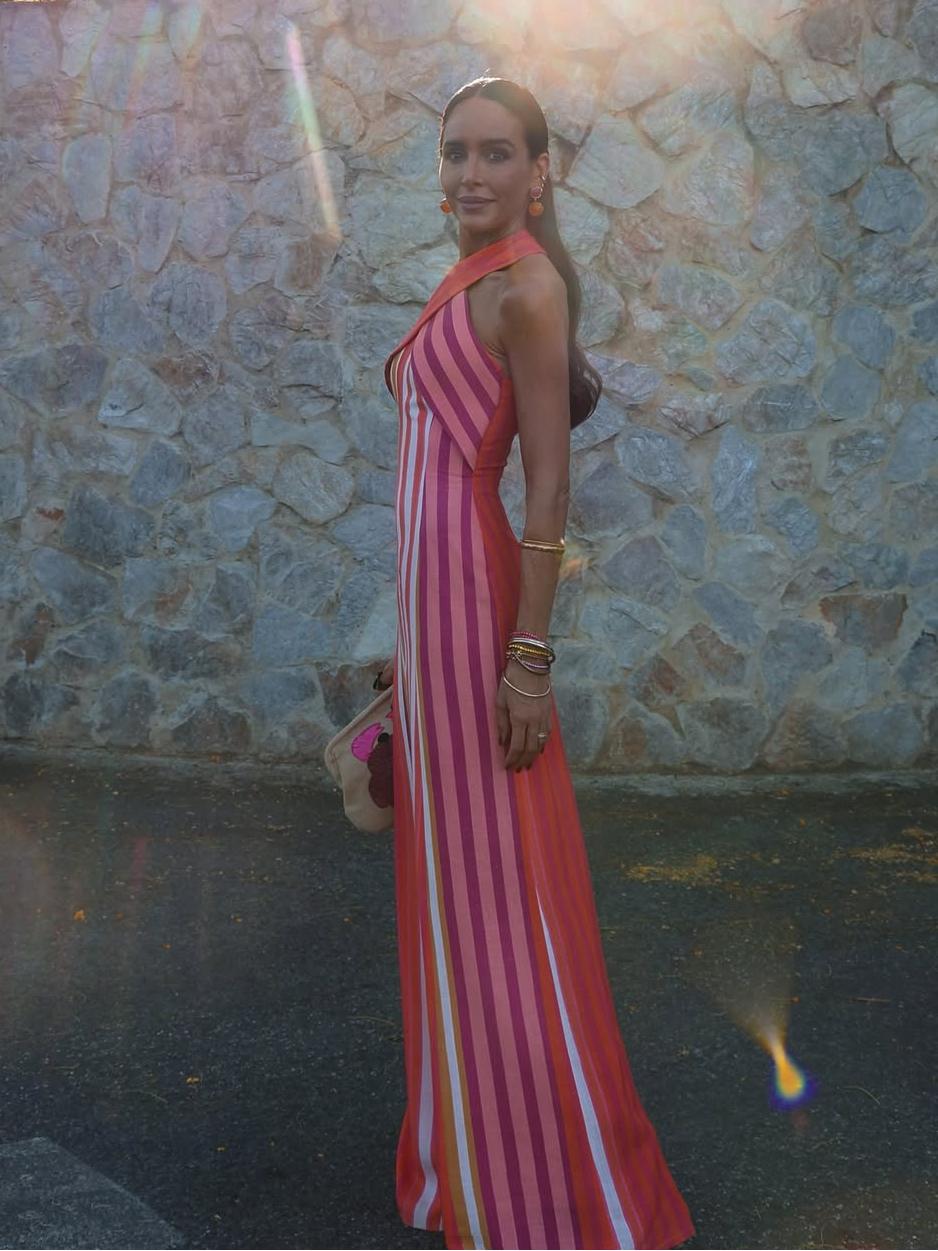 Vestido con tirantes de franjas Sunset Samba Cross-Halter