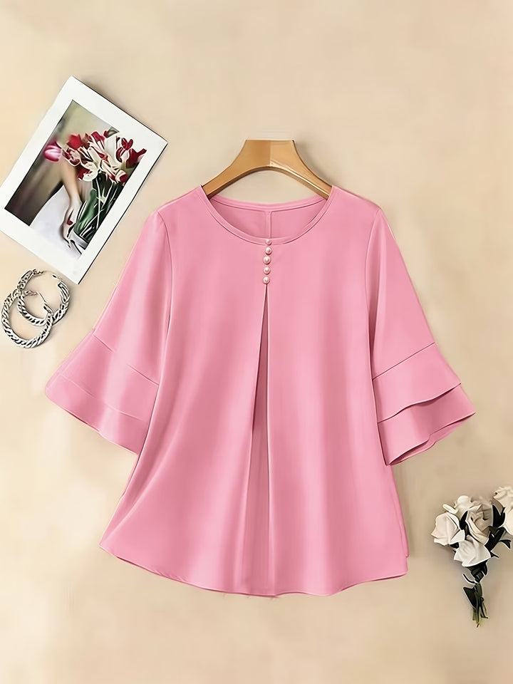 Clara™ | Blusa Fluida de Manga Volante