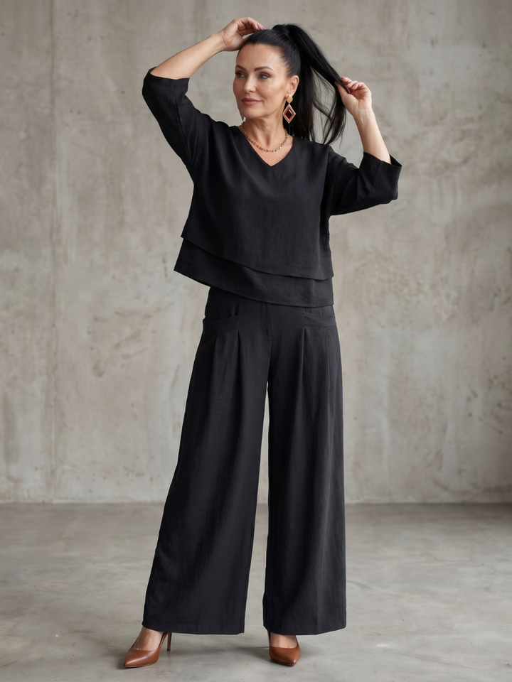 River™ | Conjunto top de capas y pantalón ancho