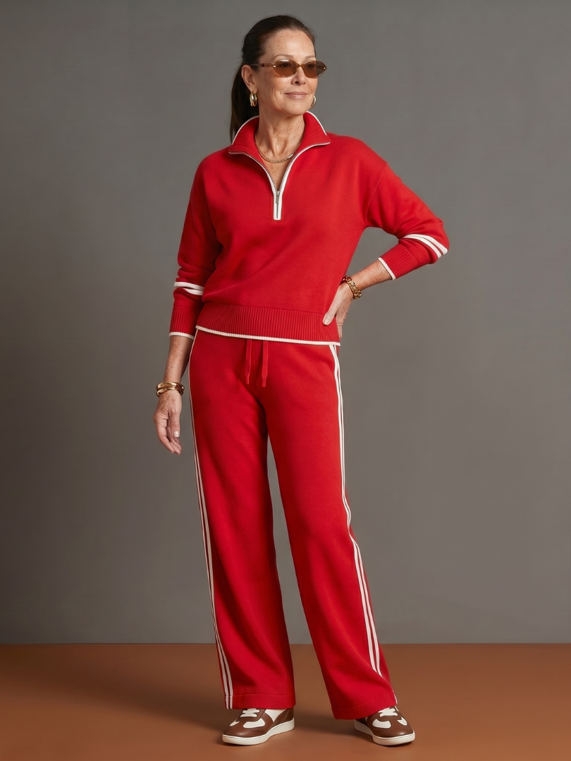 Rain™ | Conjunto cremallera cuello y pantalón ancho