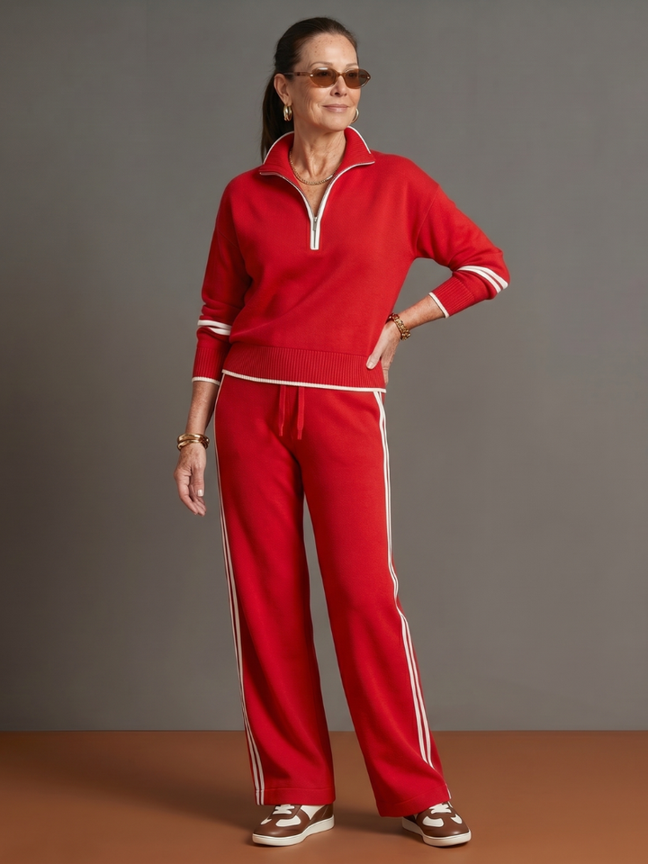 Rain™ | Conjunto cremallera cuello y pantalón ancho
