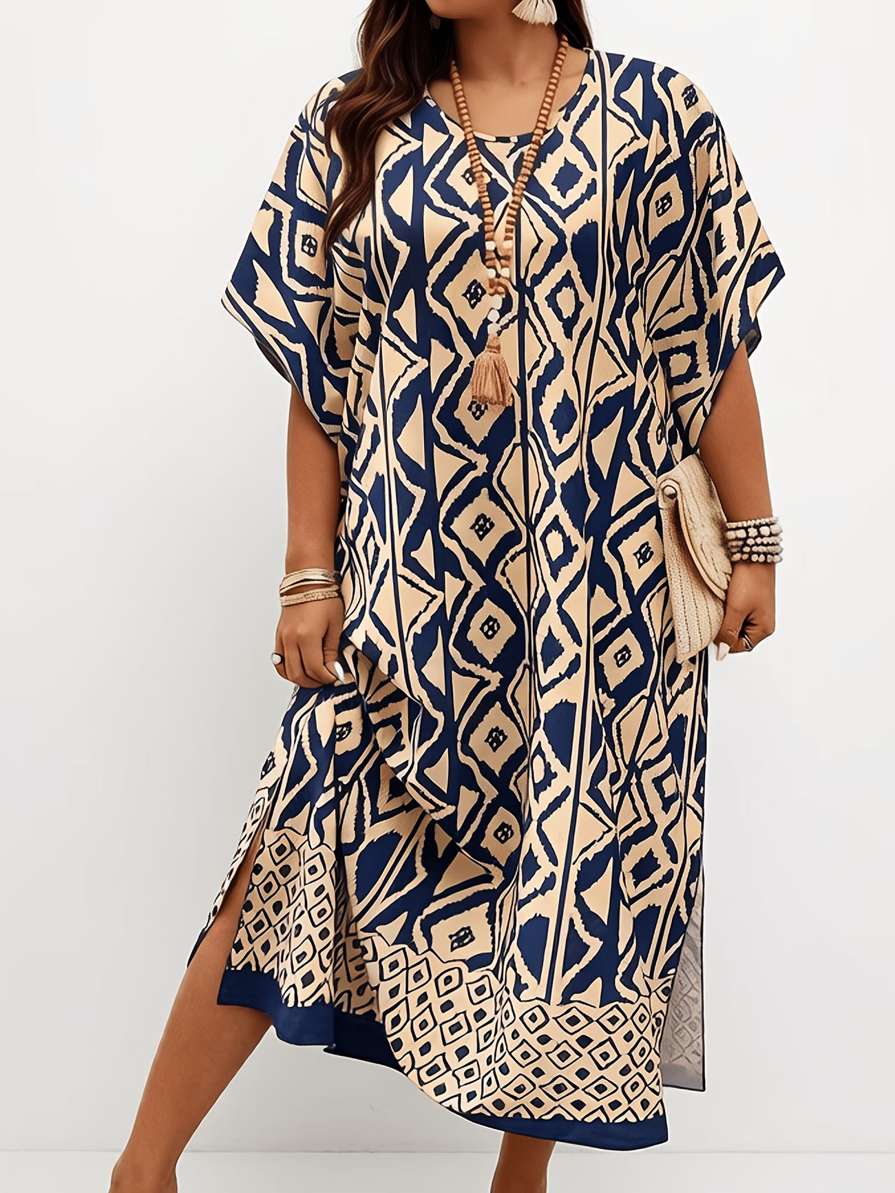 Valeria™ | Vestido Midi Holgado con Estampado Geométrico
