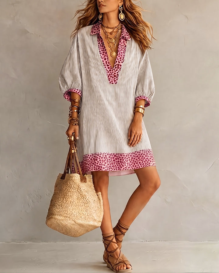 Vestido Camisero Leopardo Manga Abullonada