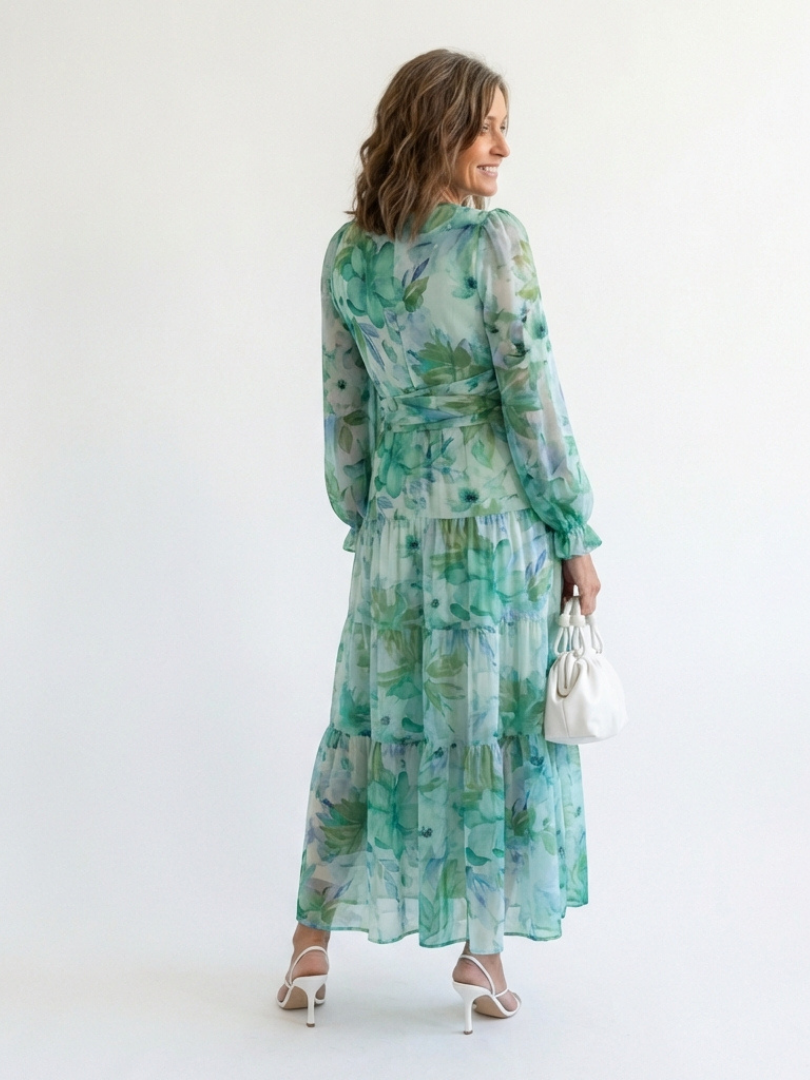 Alba | Vestido largo floral de manga larga