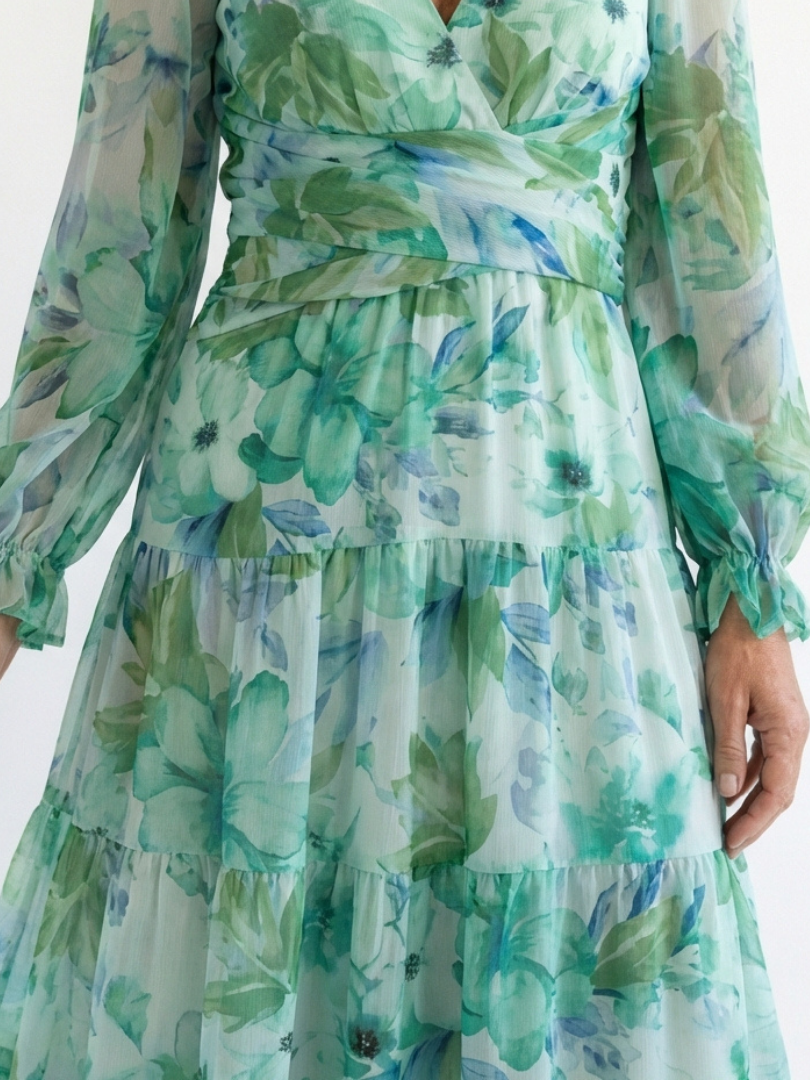 Alba | Vestido largo floral de manga larga