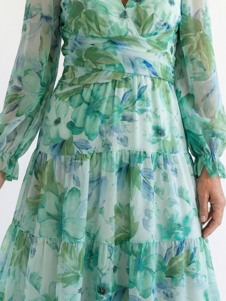 Alba | Vestido largo floral de manga larga