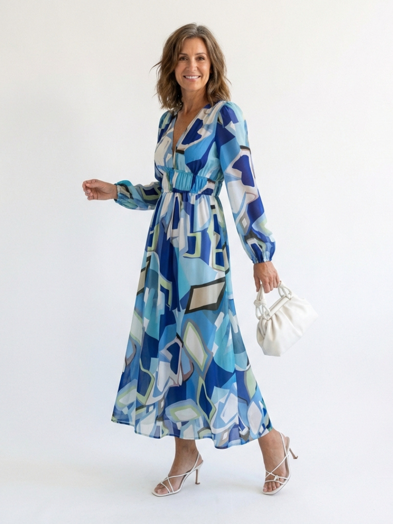 Alba | Vestido largo floral de manga larga