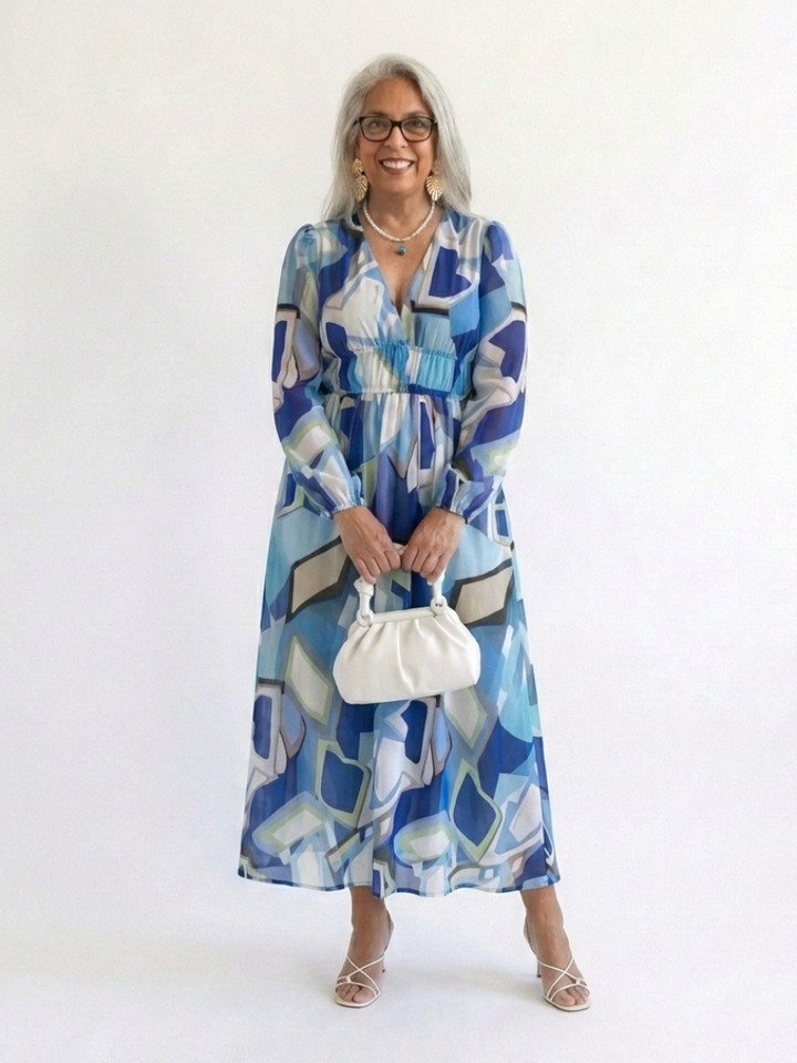 Alba | Vestido largo floral de manga larga