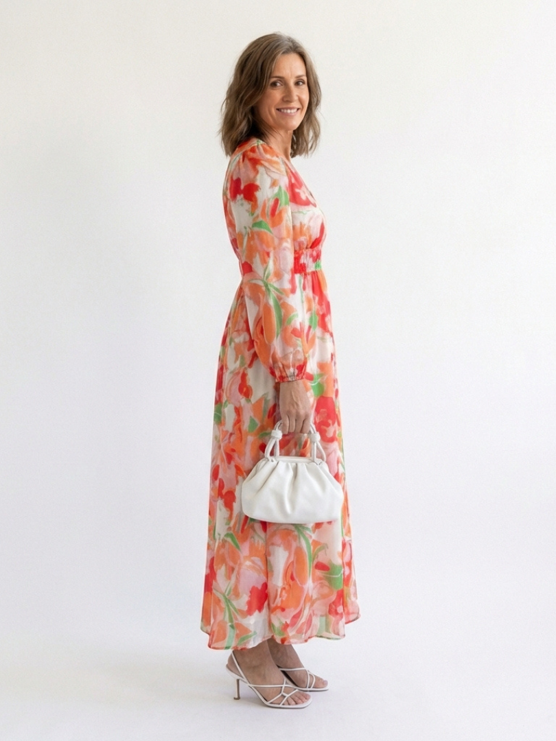 Alba | Vestido largo floral de manga larga