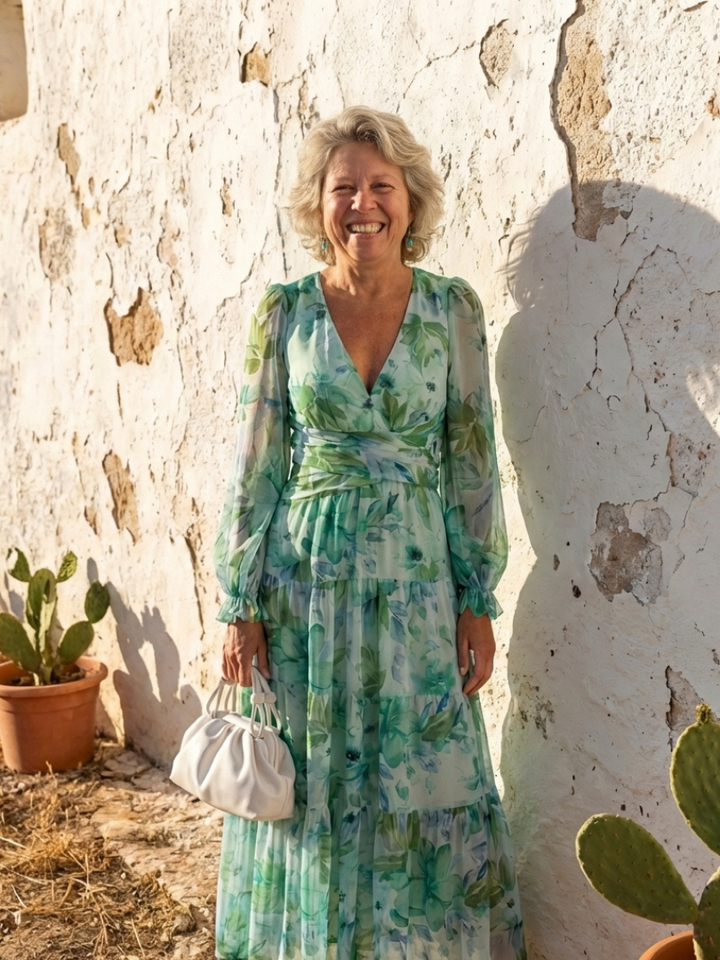 Alba | Vestido largo floral de manga larga