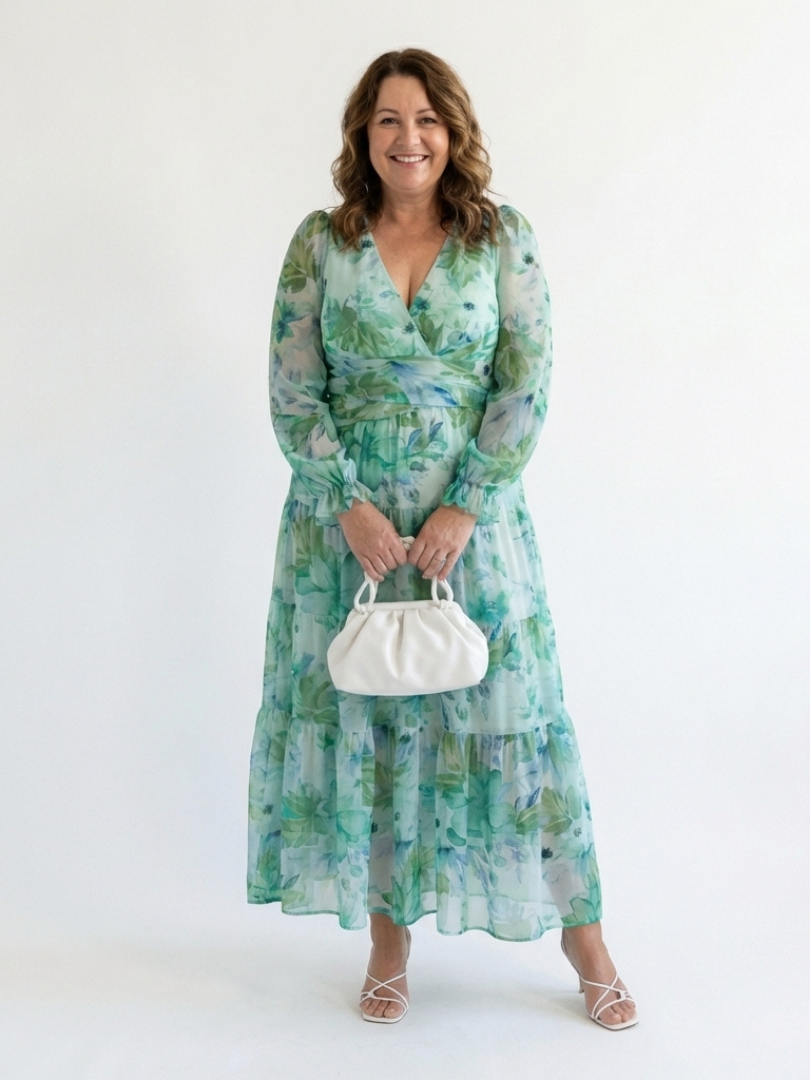 Alba | Vestido largo floral de manga larga