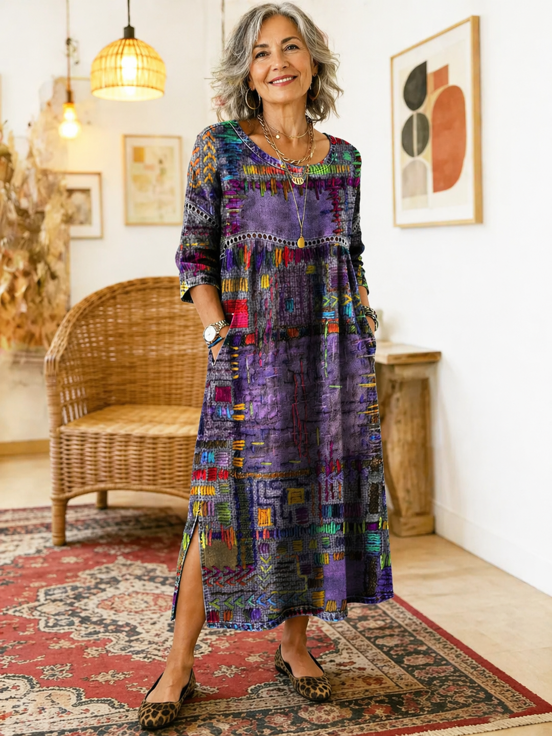 Manuela™ | Vestido Denim con Estampado Patchwork
